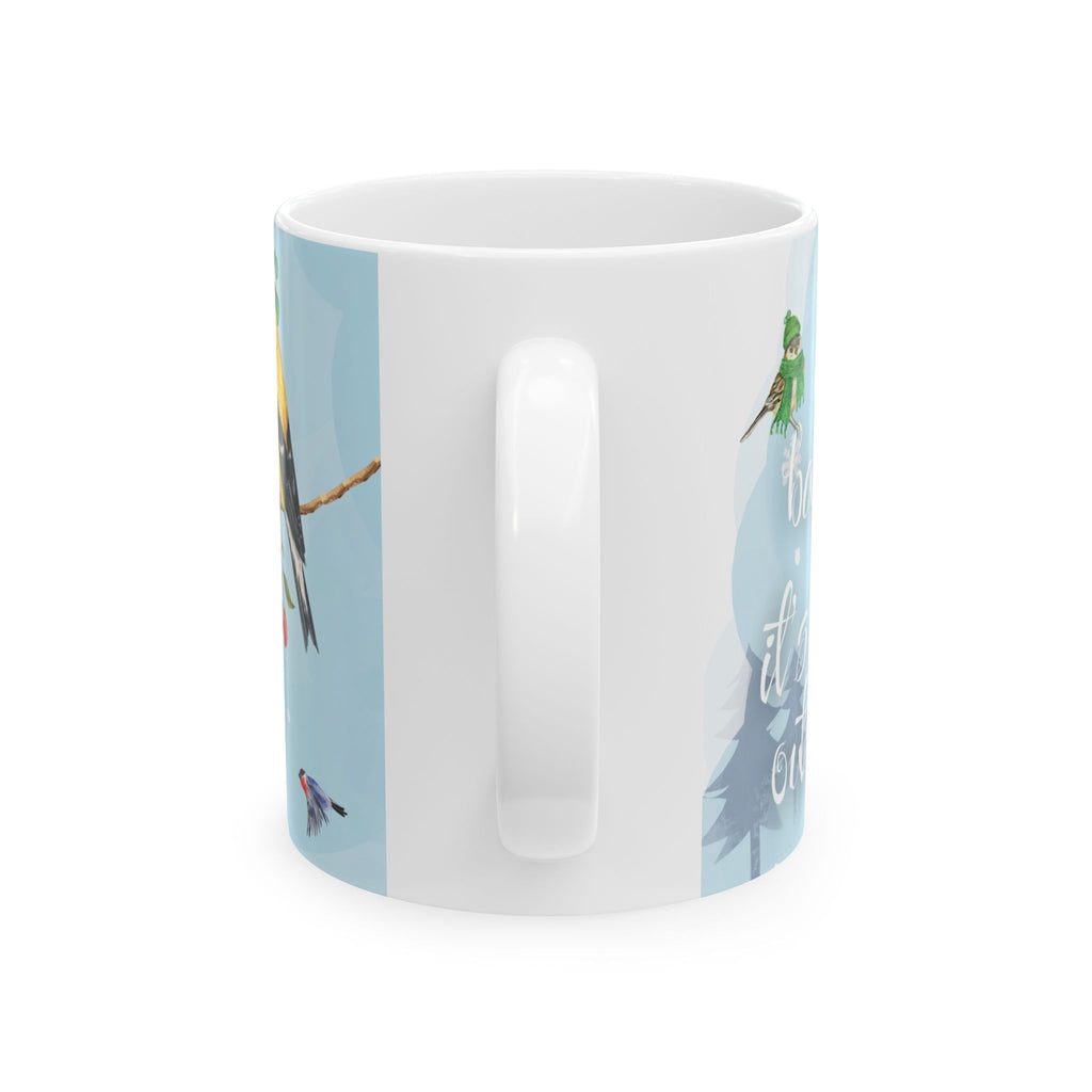 Baby, it's cold outside | Winter Birds in Knit Hats Mug – 11oz Cozy Christmas Coffee Cup | Cute Goldfinch & Robin | Holiday Bird Lover Gift | Birds-Only (11oz/15oz)