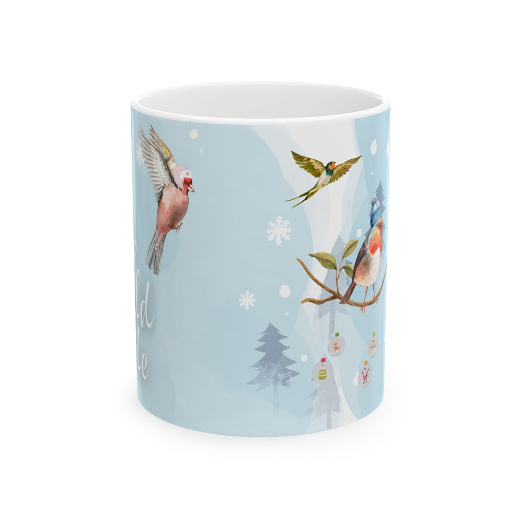 Baby, it's cold outside | Winter Birds in Knit Hats Mug – 11oz Cozy Christmas Coffee Cup | Cute Goldfinch & Robin | Holiday Bird Lover Gift | Birds-Only (11oz/15oz)